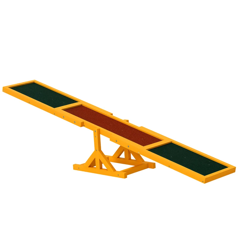 Bascule d'agilité pour chien 180 x 30 x 30 cm antidérapant entraînement équilibre usage extérieur rustique en bois brique 21_0007323