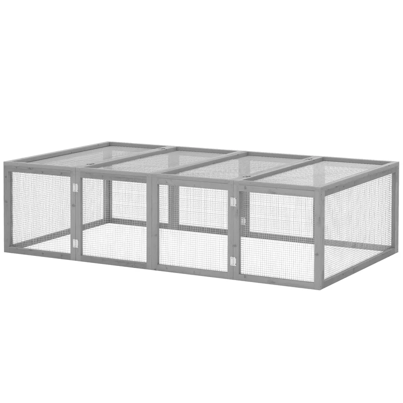 Clapier pour lapins extérieur intérieur 181 x 100 x 48 cm ventilation optimale facile à nettoyer rustique en bois gris 21_0007872