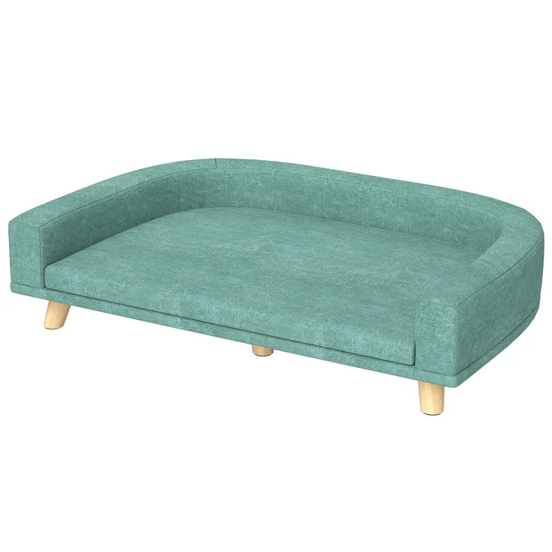 Canapé pour chien grand surélevé 98 x 67 x 25 cm déhoussable confort mousse style scandinave en polyester vert clair 21_0007360