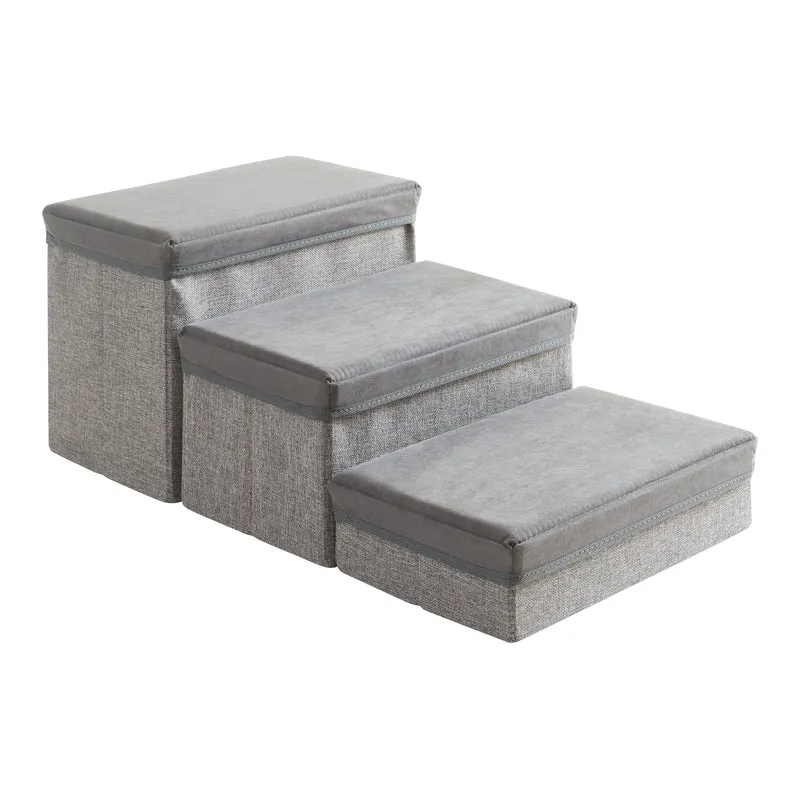 Escalier à 3 marches pour animaux domestiques 75 x 40 x 30 cm gris 03_0009456