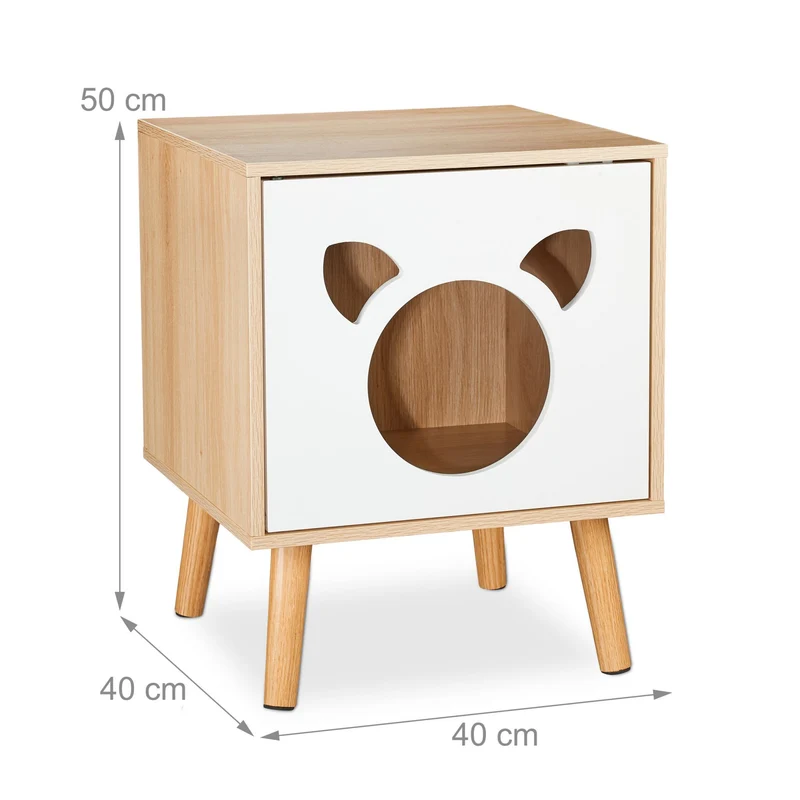 Maison de toilette cosy 45 x 40 x 40 cm pratique pour chat repos élégant entrée design en bois gris 13_0014351