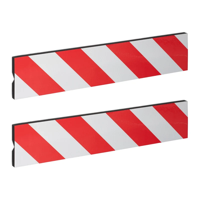 Lot de 2 protections murales pour garage pliables absorbant les chocs 30 x 10 x 2 cm en caoutchouc rouge et blanc 13_0014628
