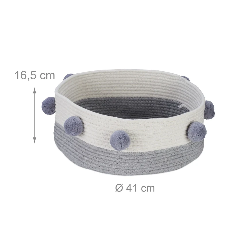 Panier pour chat rond design tressé 50 x 50 x 20 cm abri confortable en coton gris 13_0014197