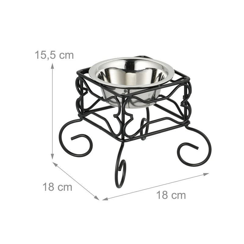 Gamelle surélevée pour animal support design décoratif 300 ml en acier inoxydable noir 13_0014316