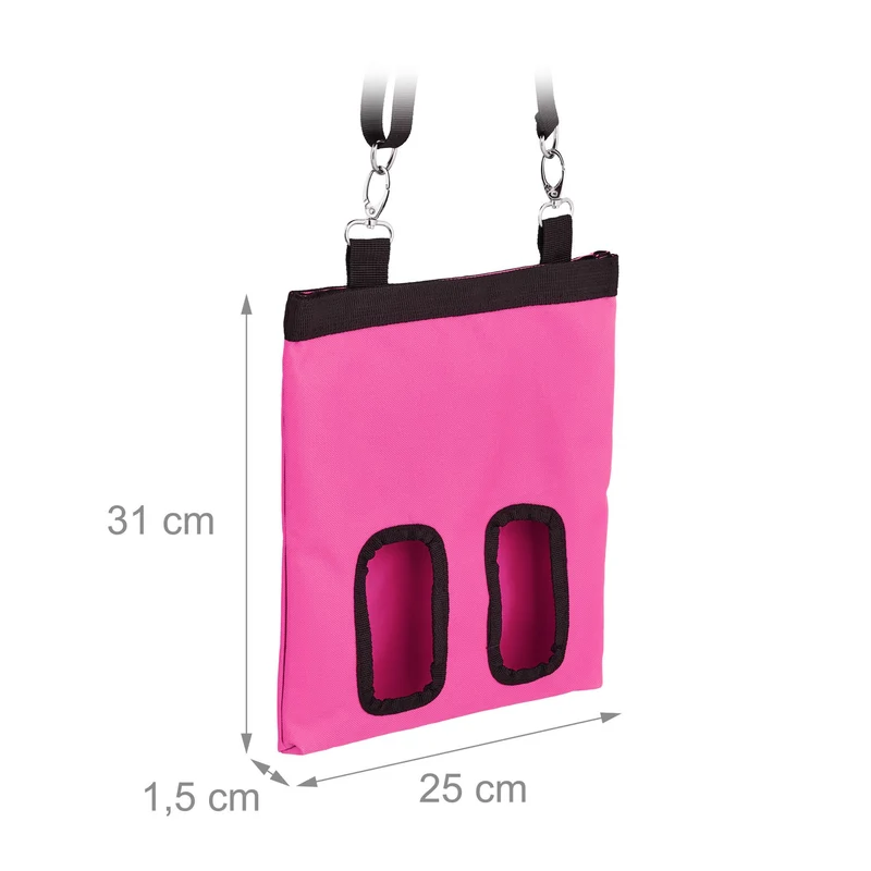 Sac à foin suspendu pratique pour petits animaux 31 x 25 x 1,5 cm favorise l'alimentation naturelle en coton beige 13_0014028