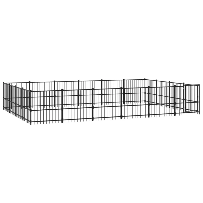 Chenil cage enclos pac animaux d'extérieur pour chiens acier 22,58 m² noir 02_0041818