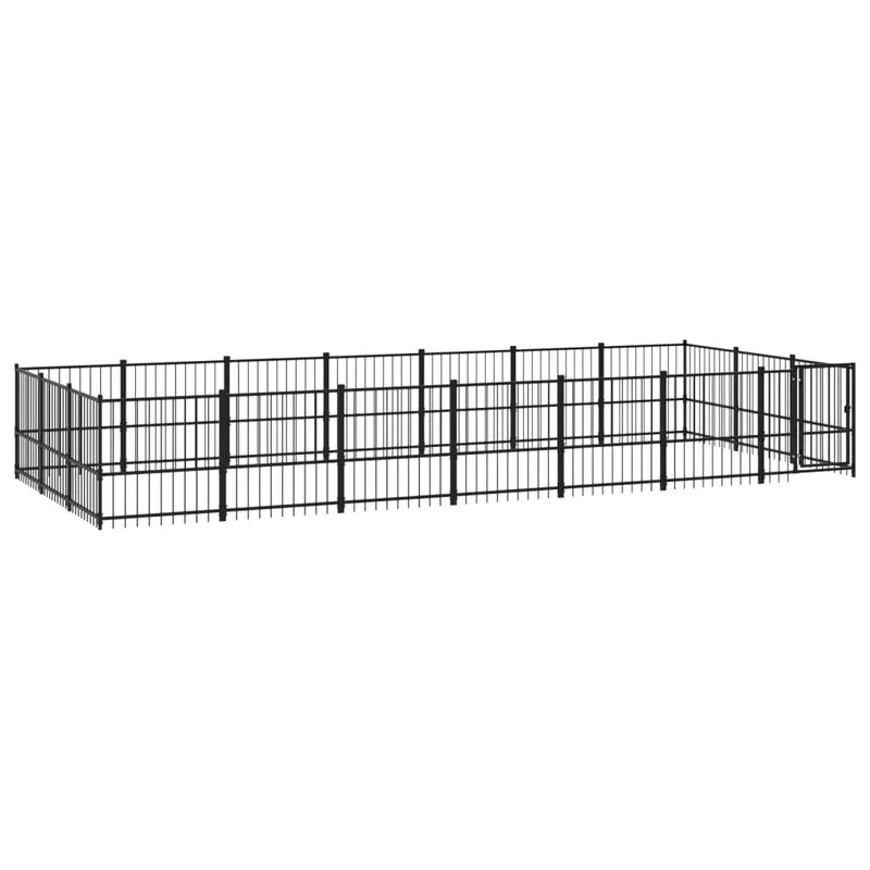 Chenil cage enclos pac animaux d'extérieur pour chiens acier 19,76 m² noir 02_0041814