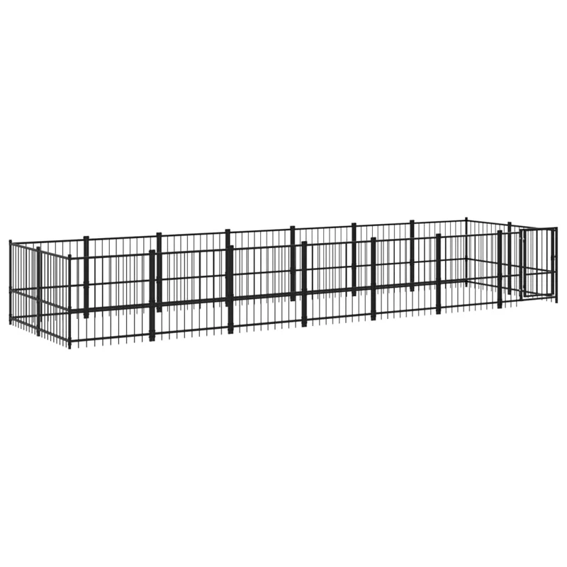 Chenil cage enclos pac animaux d'extérieur pour chiens acier 13,14 m² noir 02_0041788