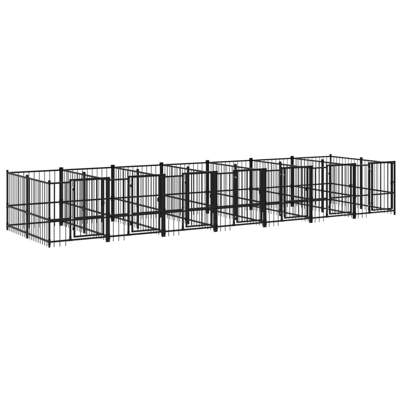 Chenil cage enclos pac animaux d'extérieur pour chiens acier 13,14 m² noir 02_0041787