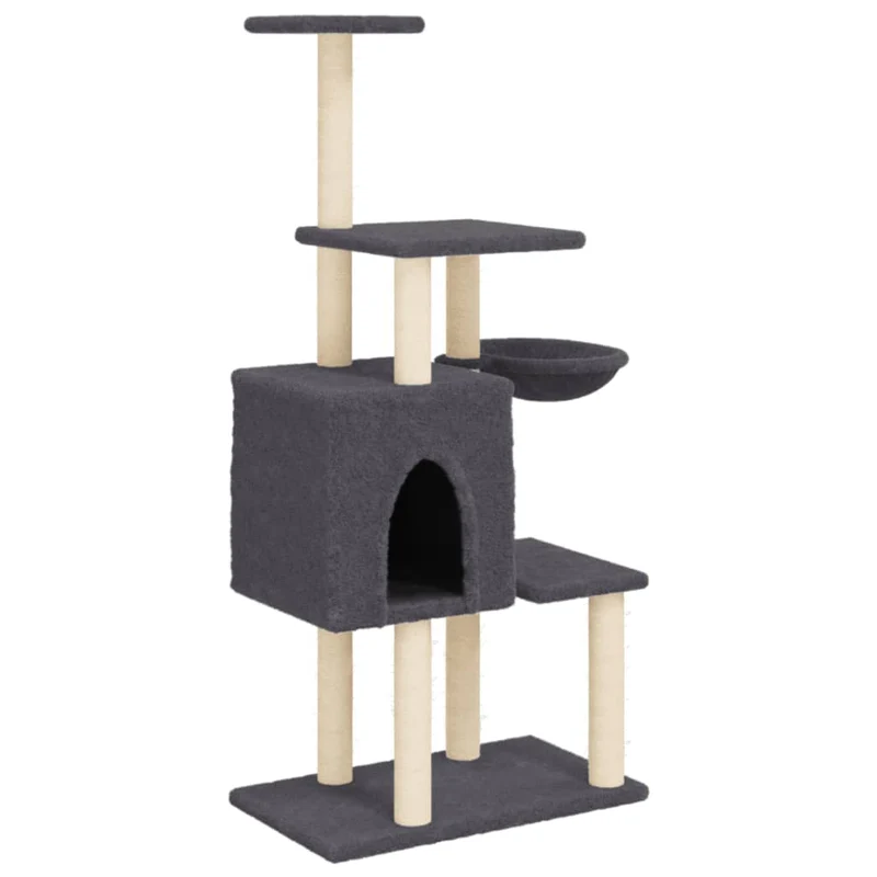 Arbre à chat meuble tour grimper jouet grattage grattoir escalade plateforme avec griffoirs en sisal foncé 131 cm gris 02_0022653