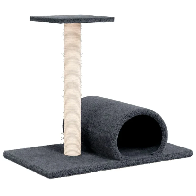 Arbre à chat meuble tour grimper jouet grattage grattoir escalade plateforme avec tunnel foncé 60 x 34,5 x 50 cm gris 02_0022746