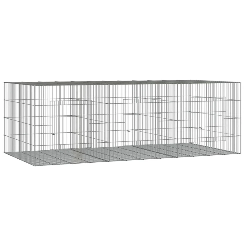 Cage à lapin 3 panneaux 163 x 79 x 54 cm Fer galvanisé Argent 02_0041687