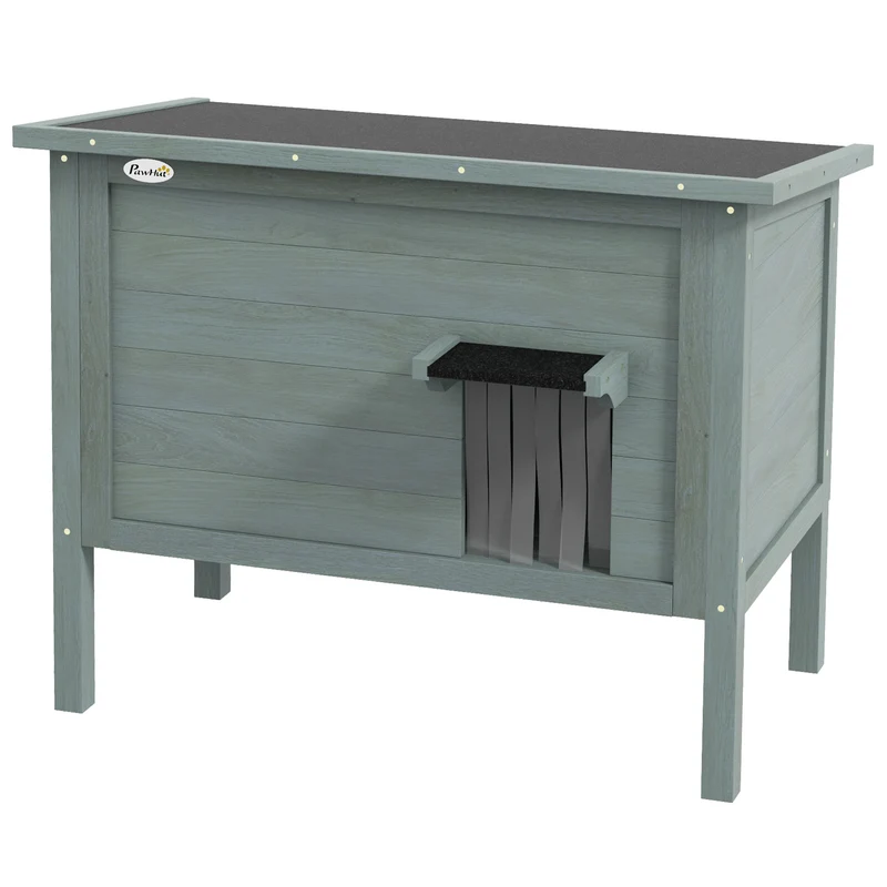 Maison pour chats niche d'extérieur 85 x 50 x 68.5 cm toit ouvrable isolation thermique rustique en bois gris foncé 21_0007710