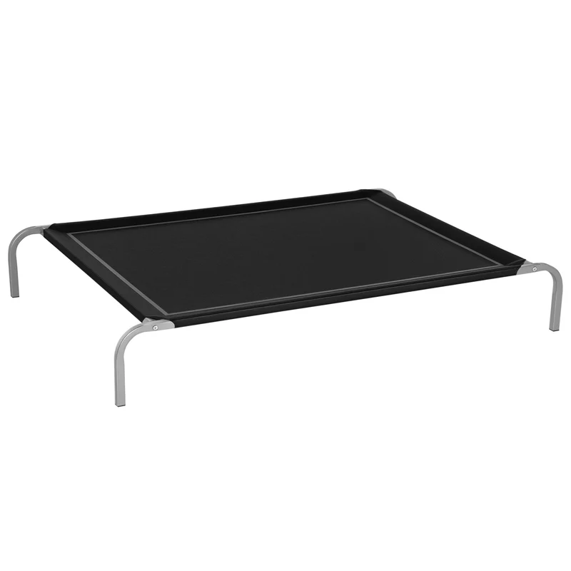 Lit surélevé pour chien et chat xxl 130 x 90 x 20 cm confort ventilé antidérapant moderne minimaliste en textilène noir 21_0007335