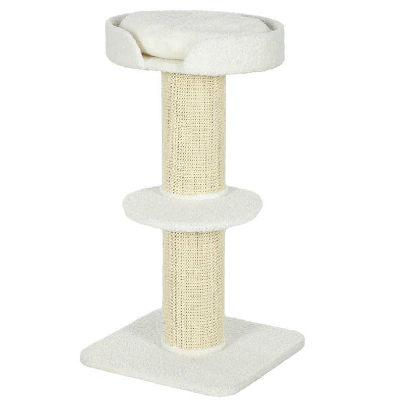 Arbre à chat centre d'activités 45 x 45 x 91 cm repos et jeu scandinave contemporain en panneaux de particules crème 21_0007637