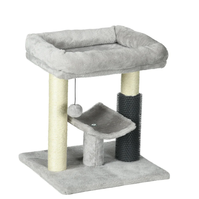 Arbre à chat tour de jeux salon 40 x 40 x 48 cm griffoir sisal panier peluche moderne épuré en bois d'ingénierie gris 21_0007702