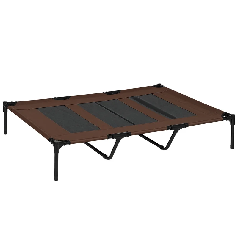 Lit surélevé pour chien chat xxl 122 x 92 x 23 cm ventilé nettoyable moderne contemporain en textilène marron clair 21_0007340