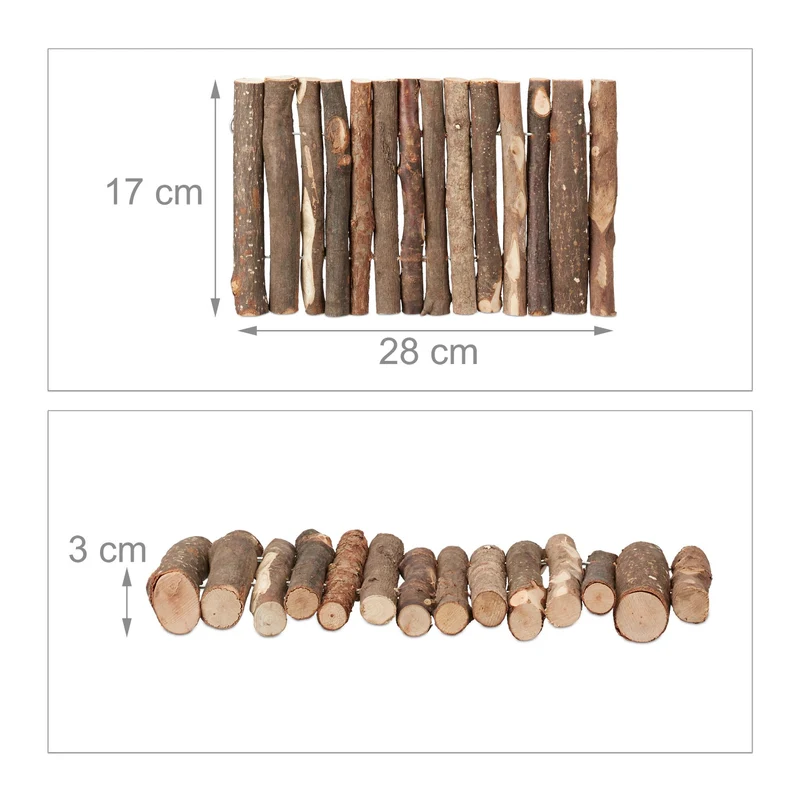 Lot de 2 ponts en bois tunnel et refuge flexible pour rongeurs 25 x 15 x 10 cm en bois naturel 13_0013163