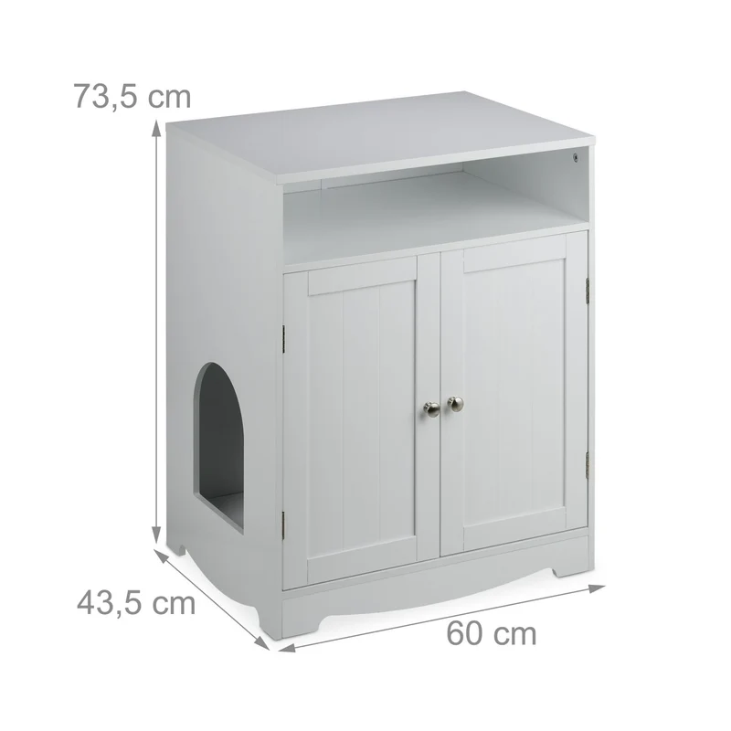 Meuble cache-litière pratique pour chat salon 70 x 45 x 45 cm avec accès facile ambiance cosy en bois blanc 13_0016127
