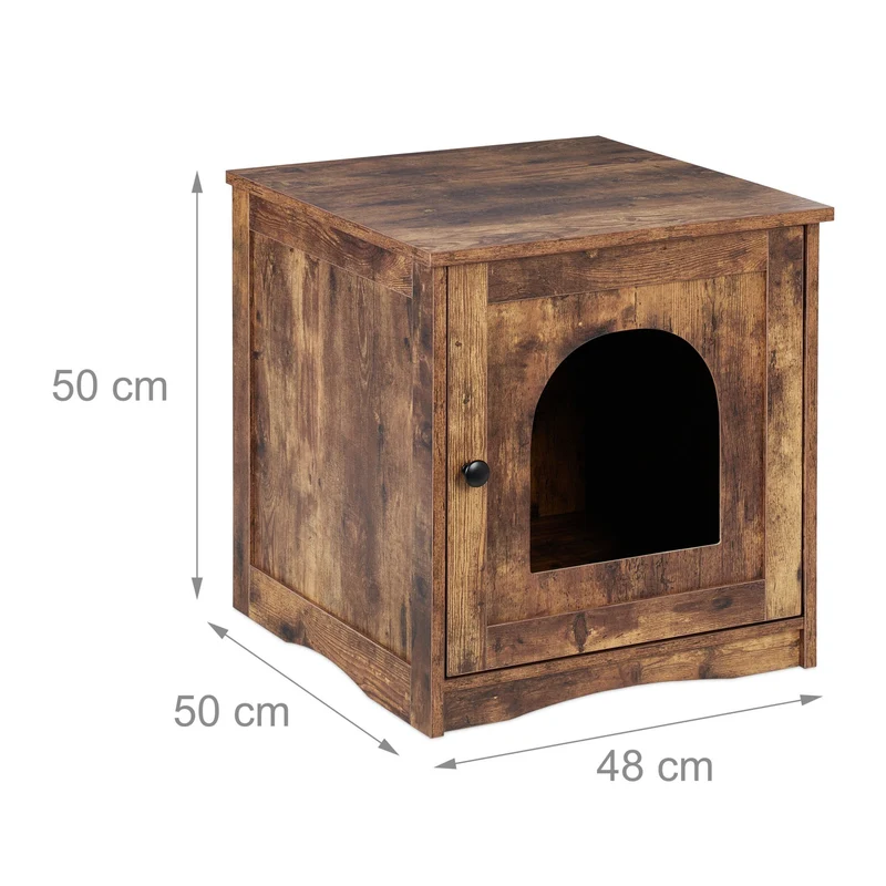 Meuble de toilette avec porte d'entrée pour chat design industriel salon 50 x 40 x 40 cm en bois blanc 13_0014705