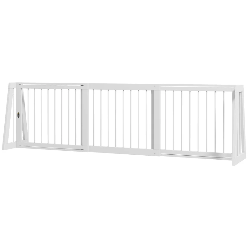 Barrière de sécurité pour animaux rétractable 71-190 x 38.5 x 56 cm antidérapant scandinave minimaliste en bois blanc 21_0007465