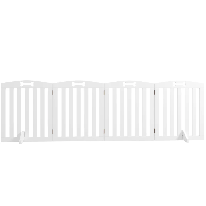 Barrière de sécurité pliable 4 panneaux pour chien escaliers 207,5 x 30 x 61 cm antidérapante moderne épuré en MDF blanc 21_0007472