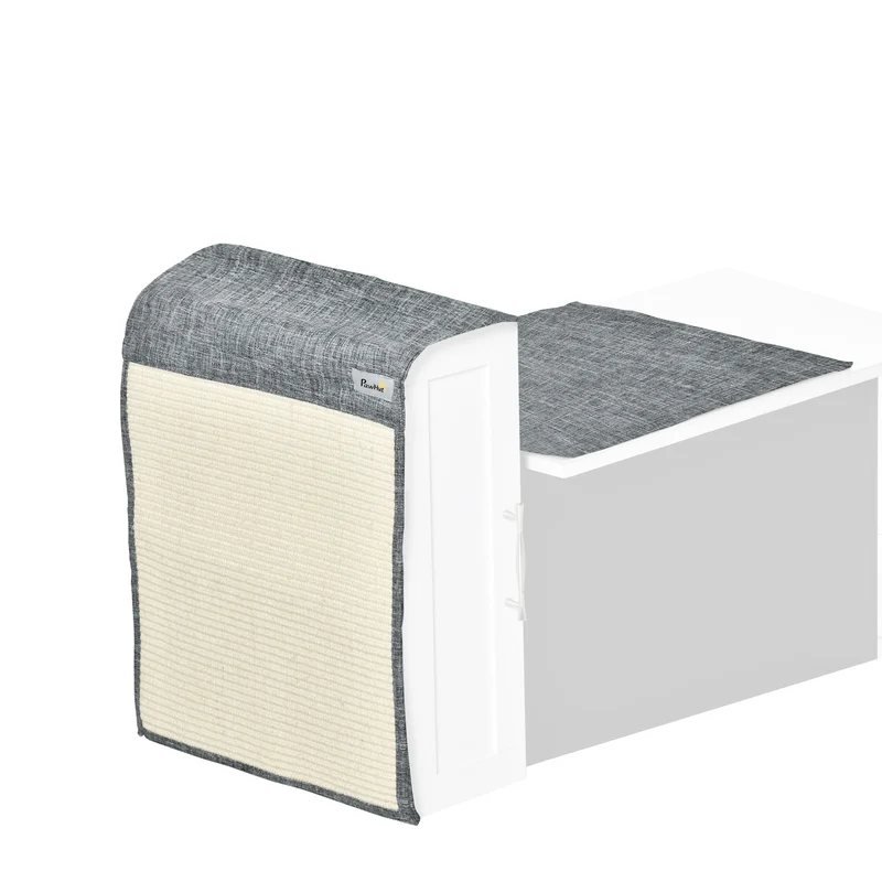 Tapis griffoir chat protection canapé 130 x 45 x 0.3 cm protège meubles accrochable moderne épuré en sisal naturel gris 21_0007664