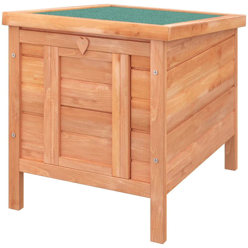 Clapier pour lapins extérieur surélevé 51 x 42 x 43 cm toit ouvrant rampe antidérapante douillet rustique en bois naturel 21_0007606