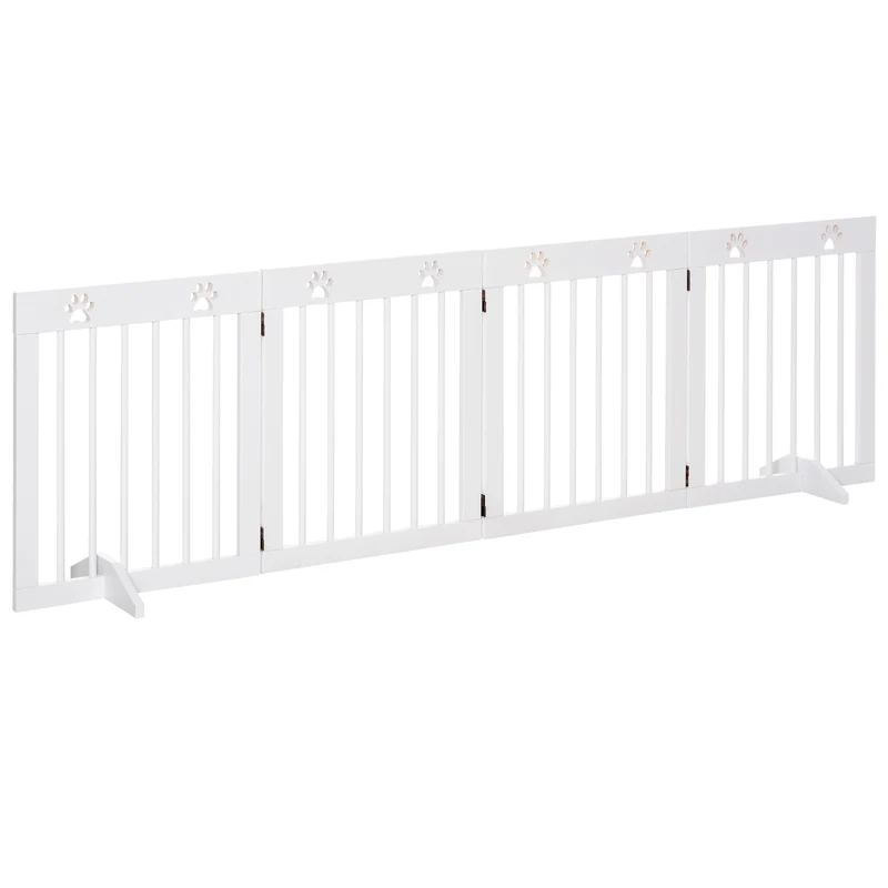 Barrière de sécurité modulable pour animaux 204 x 30 x 61 cm pliable portes escalier scandinave en bois de pin blanc 21_0007404