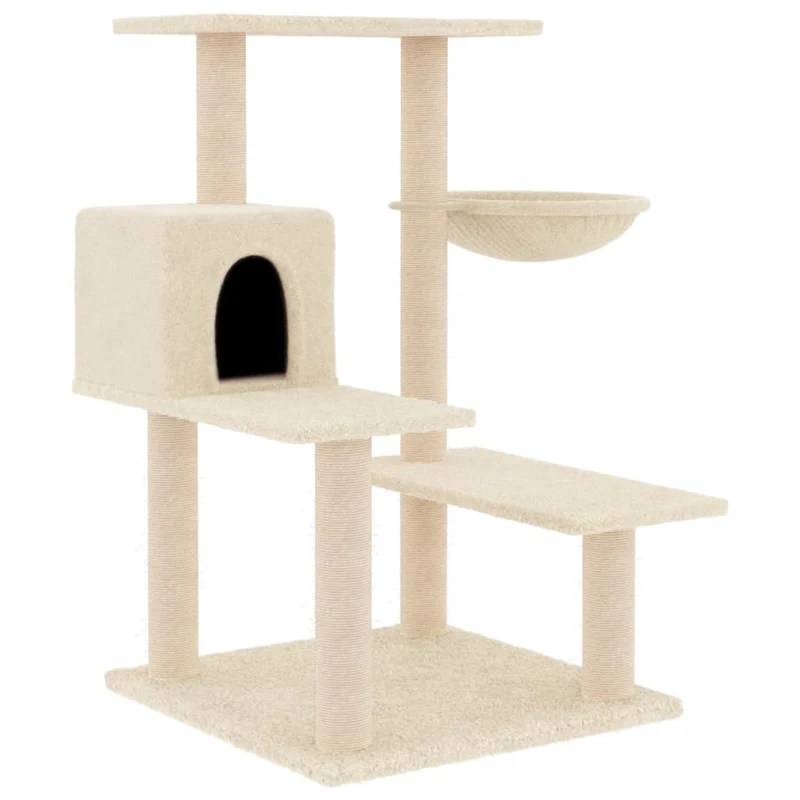 Arbre à chat meuble tour grimper jouet grattage grattoir escalade plateforme avec griffoirs en sisal 82,5 cm crème 02_0022525