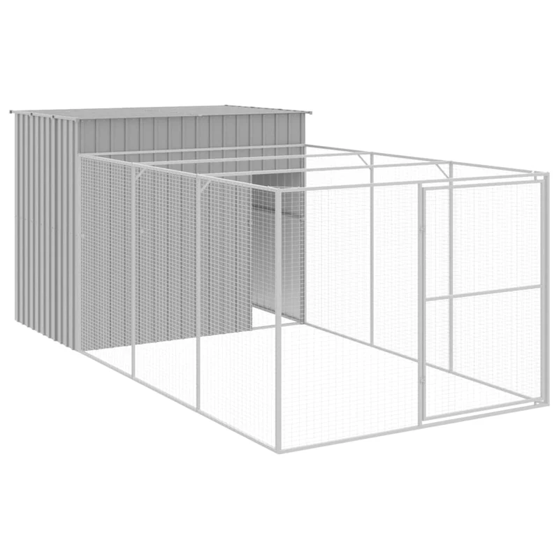 Niche pour chien avec cour clair 214 x 457 x 181 cm gris 02_0043508