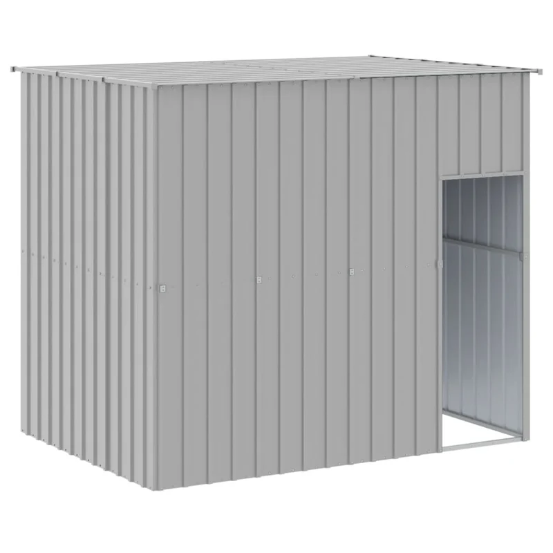 Niche pour chien avec toit clair acier galvanisé gris 02_0043531