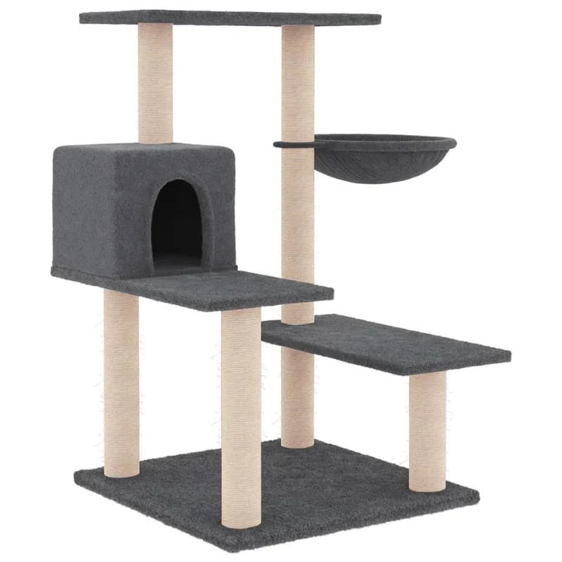 Arbre à chat meuble tour grimper jouet grattage grattoir escalade plateforme avec griffoirs en sisal foncé 82,5 cm gris 02_0022708