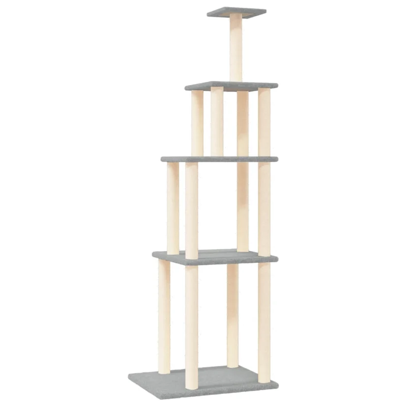 Arbre à chat meuble tour grimper jouet grattage grattoir escalade plateforme avec griffoirs en sisal clair 183 cm gris 02_0022597