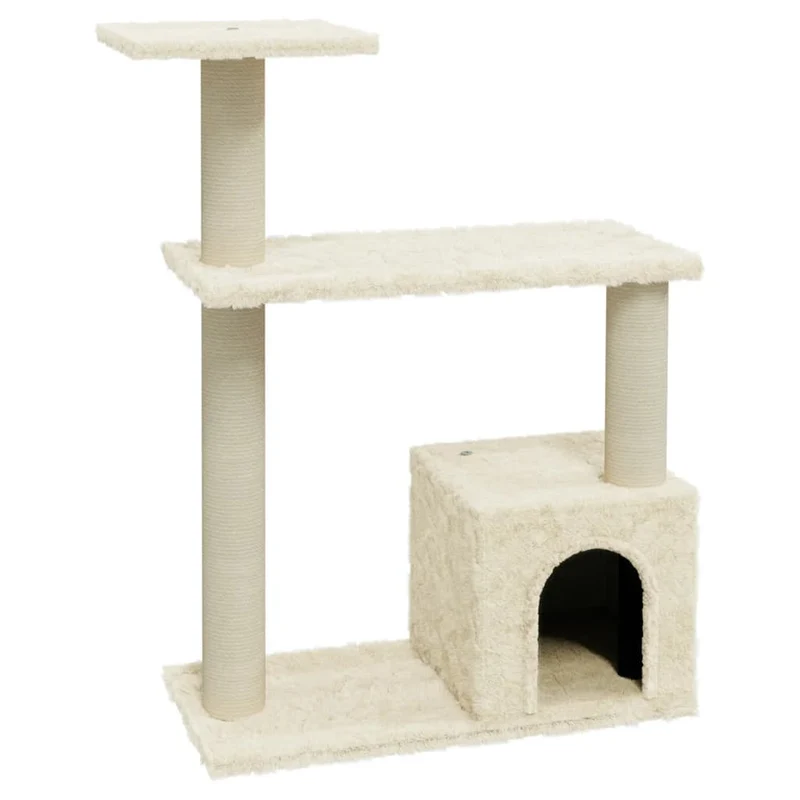 Arbre à chat meuble tour grimper jouet grattage grattoir escalade plateforme avec griffoirs en sisal 70 cm crème 02_0022519
