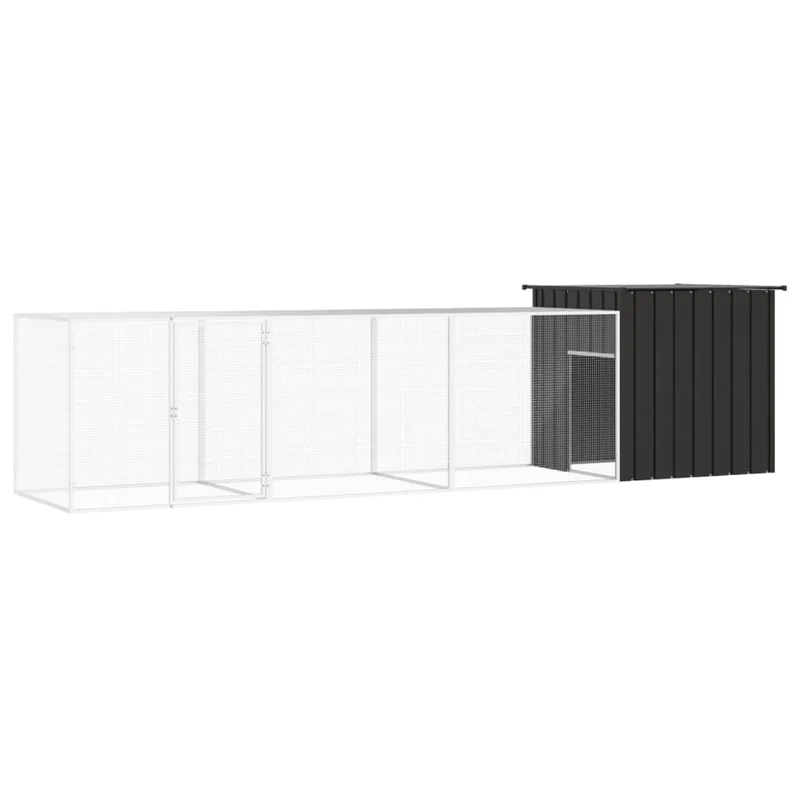 Poulailler enclos cage poules 400 x 91 x 100 cm acier galvanisé anthracite 02_0043926