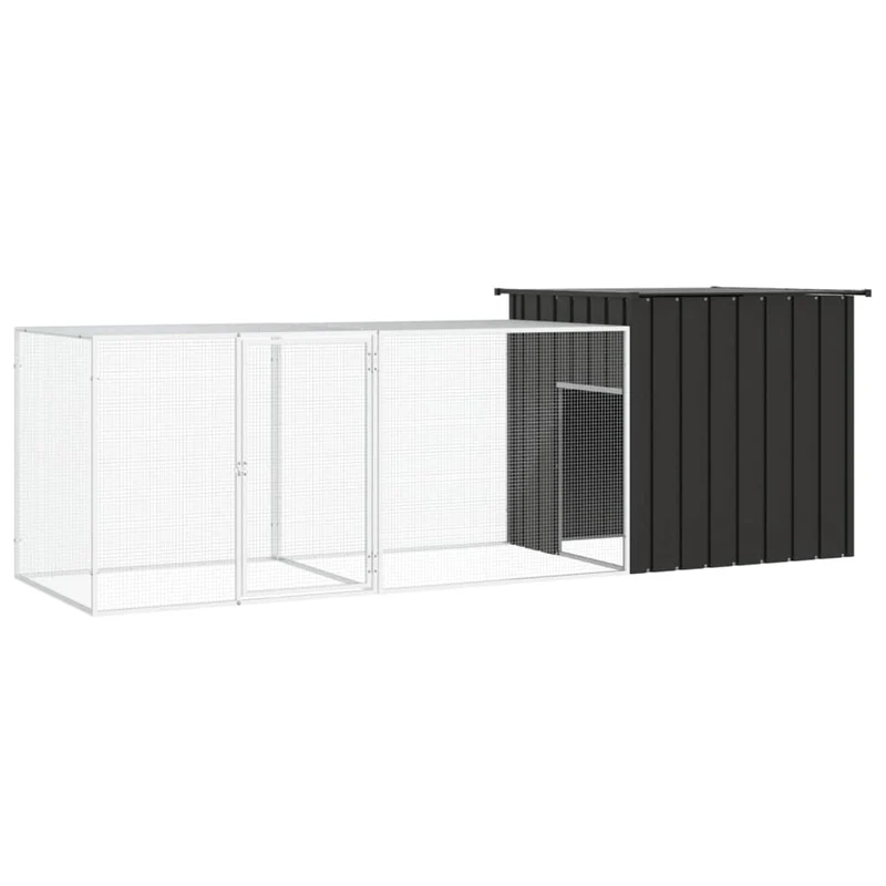 Poulailler enclos cage poules 300 x 91 x 100 cm acier galvanisé anthracite 02_0043925