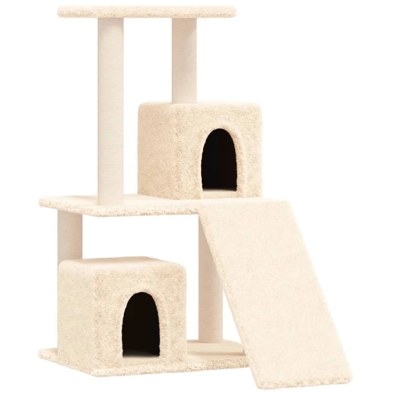 Arbre à chat meuble tour grimper jouet grattage grattoir escalade plateforme avec griffoirs en sisal 82 cm crème 02_0022523