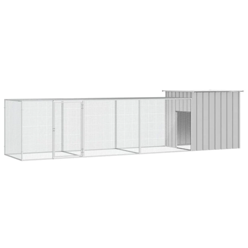 Cage pour poules 400 x 91 x 100 cm acier galvanisé gris 02_0041658