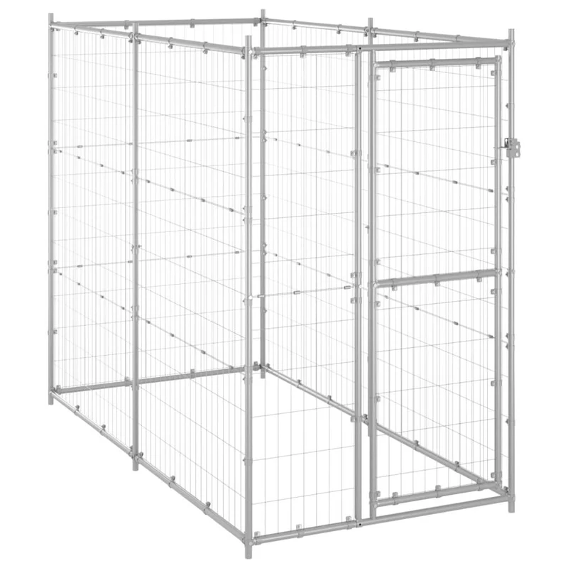 Chenil extérieur cage enclos parc animaux chien extérieur pour chiens acier galvanisé 110 x 220 x 180 cm 02_0000469