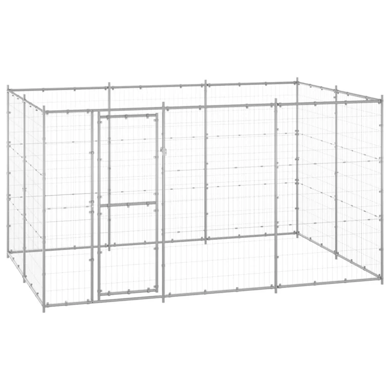 Chenil extérieur cage enclos parc animaux chien extérieur acier galvanisé 7,26 m² 02_0000428