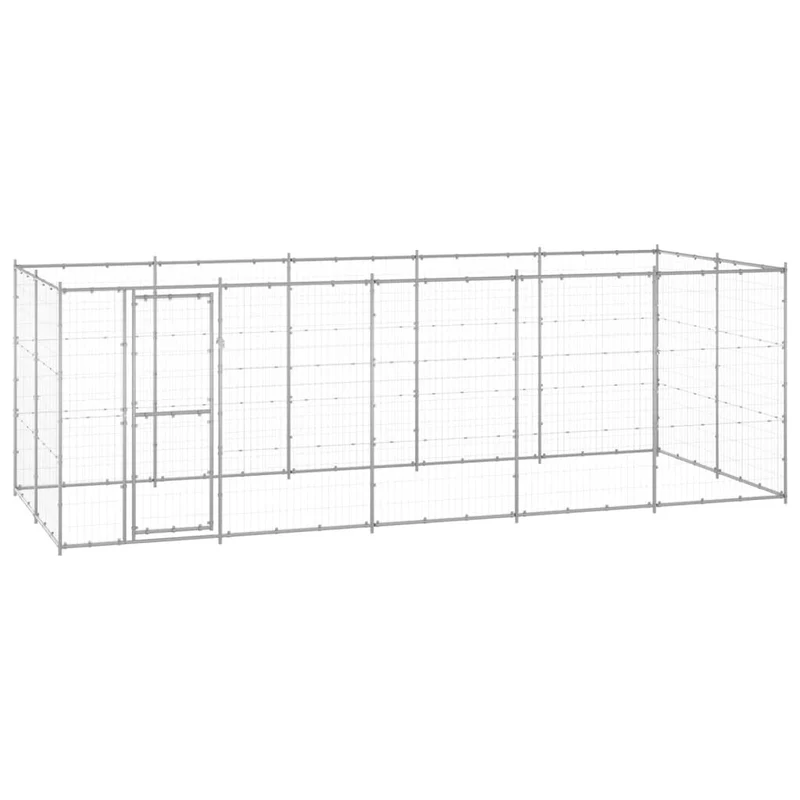 Chenil extérieur cage enclos parc animaux chien extérieur acier galvanisé 12,1 m² 02_0000406