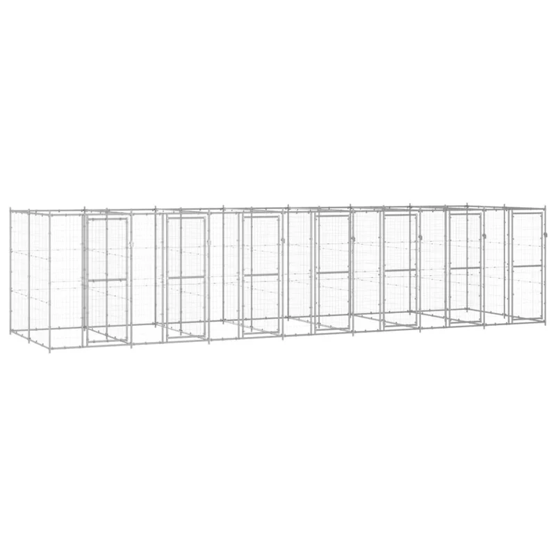 Chenil extérieur cage enclos parc animaux chien extérieur acier galvanisé 16,94 m² 02_0000409