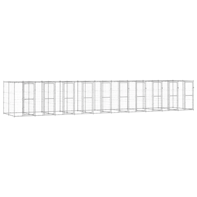 Chenil extérieur cage enclos parc animaux chien extérieur acier galvanisé 24,2 m² 02_0000415