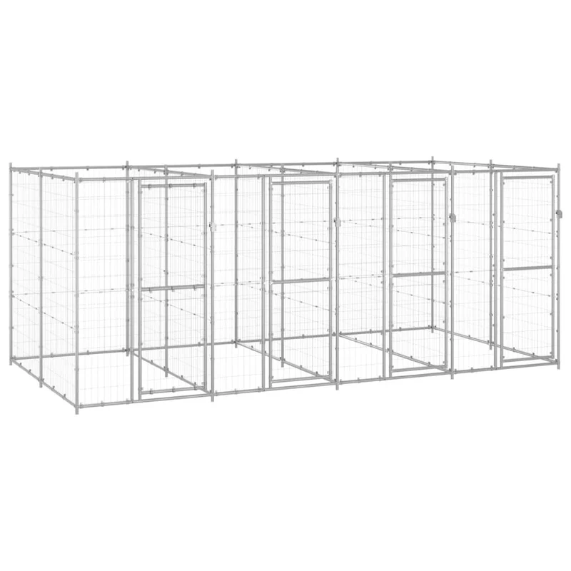 Chenil extérieur cage enclos parc animaux chien extérieur acier galvanisé 9,68 m² 02_0000430