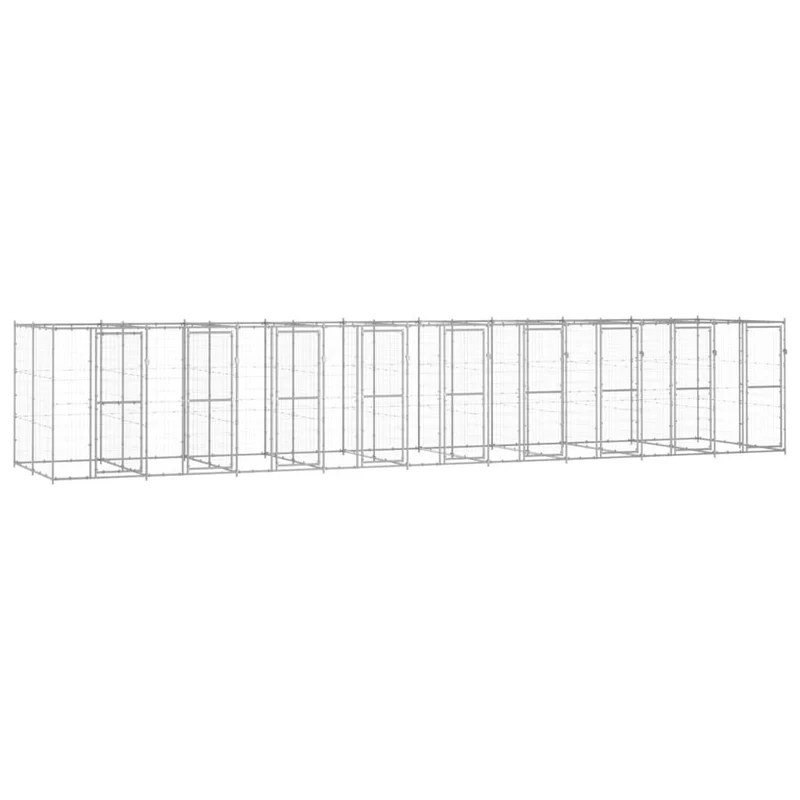 Chenil extérieur cage enclos parc animaux chien extérieur acier galvanisé 21,78 m² 02_0000412