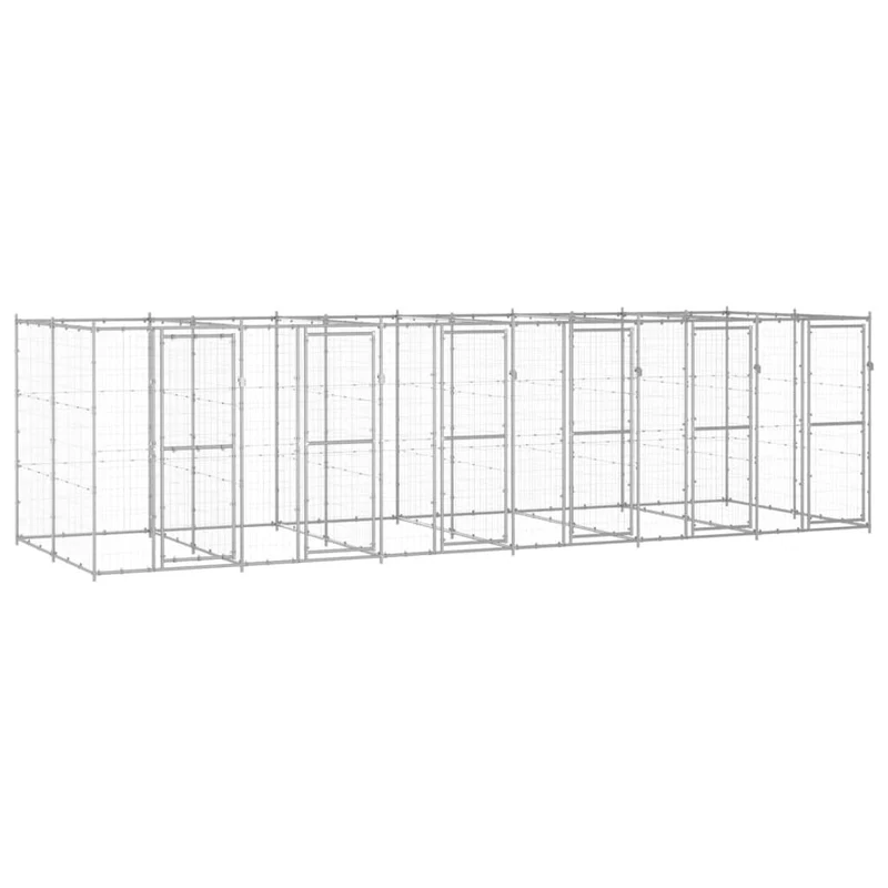 Chenil extérieur cage enclos parc animaux chien extérieur acier galvanisé 14,52 m² 02_0000407