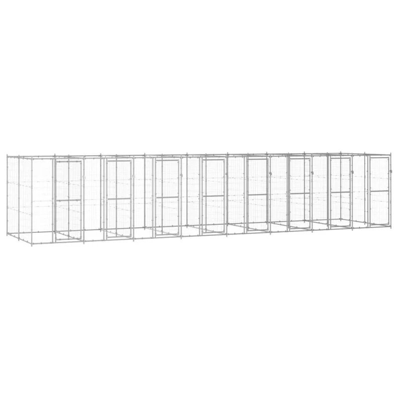 Chenil extérieur cage enclos parc animaux chien extérieur acier galvanisé 19,36 m² 02_0000411