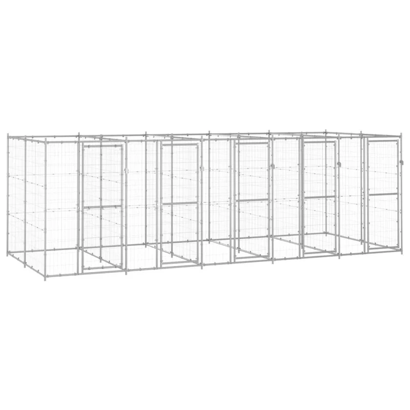 Chenil extérieur cage enclos parc animaux chien extérieur acier galvanisé 12,1 m² 02_0000405