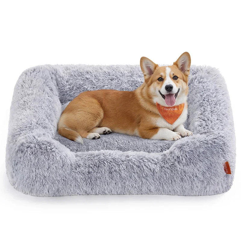 Panier pour chien lit pour animaux 71 x 55 x 18 cm coussin canapé rembourrage doux bords surélevés housse amovible et lavable antidérapant gris ombré 12_0006820
